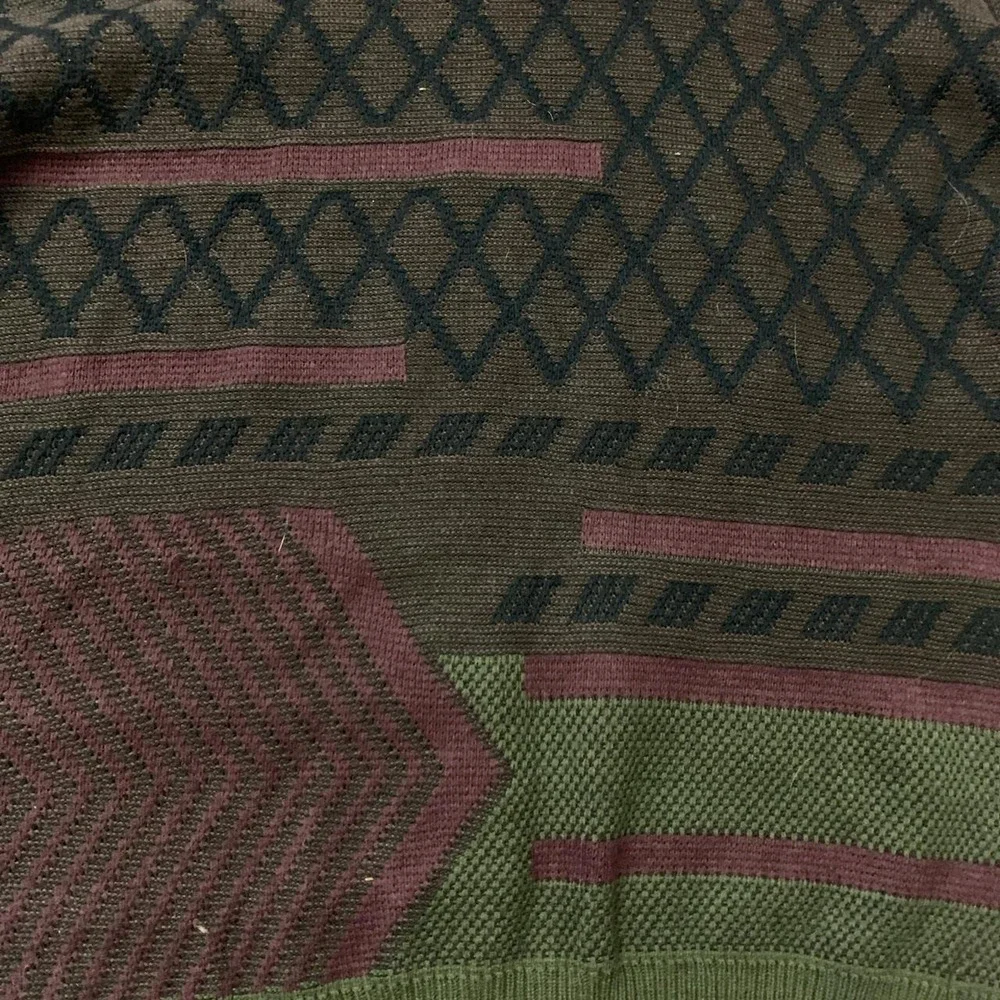 City Streets Vintage 90s Abstract Pattern Sweater Mens XLT Green Brown Acrylic